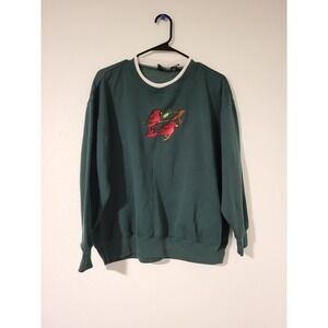 Bobbie Brooks Women's Green Sweatshirt with Bird‎ Embroidery